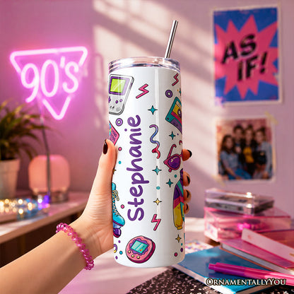 Be Patient I'm From the 1900s Throwbacks 20oz Personalized Tumbler With Lid and Stainless Steel Straw, Retro 90s Funny Gift Cup