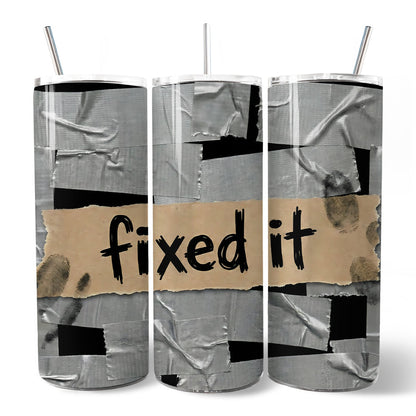 Duct Tape Fixed It 20oz Personalized Tumbler With Lid and Stainless Steel Straw, Funny Handyman Gift Cup